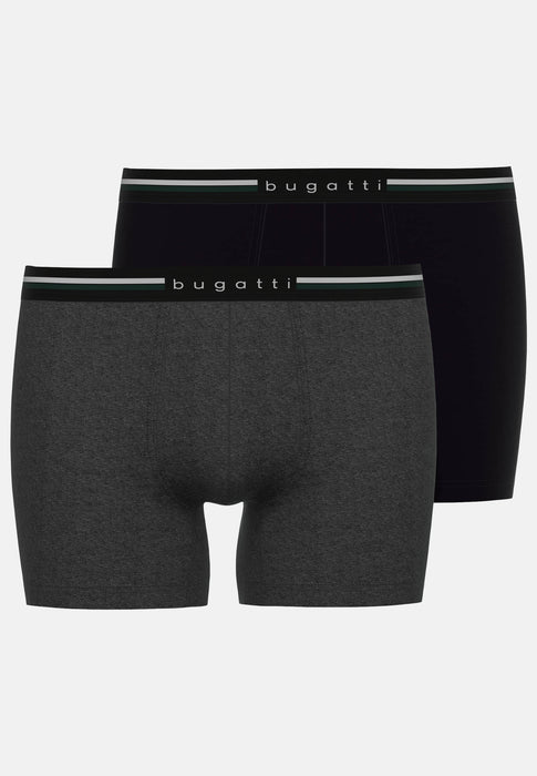BUGATTI Long Pants 2er Pack schwarz-dunkel-melange