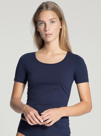 Calida Damen Top kurzarm Natural Comfort dark blue