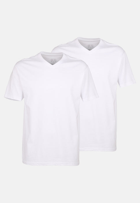 CECEBA Shirt, 1/2, V-Ausschnitt 2er Pack weiss