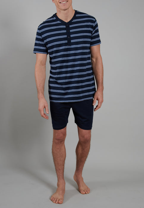 CECEBA Shorty, 3-Knopfleiste blau-dunkel-Ringel