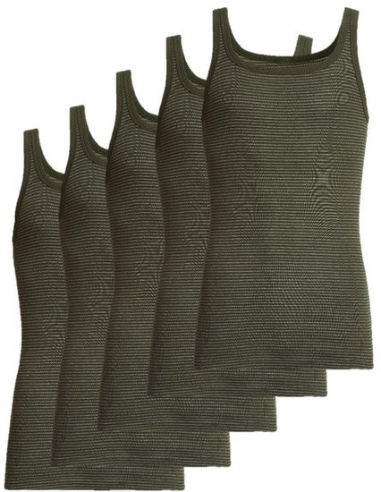 conta Herren Unterhemd oliv geringelt 5-er Pack
