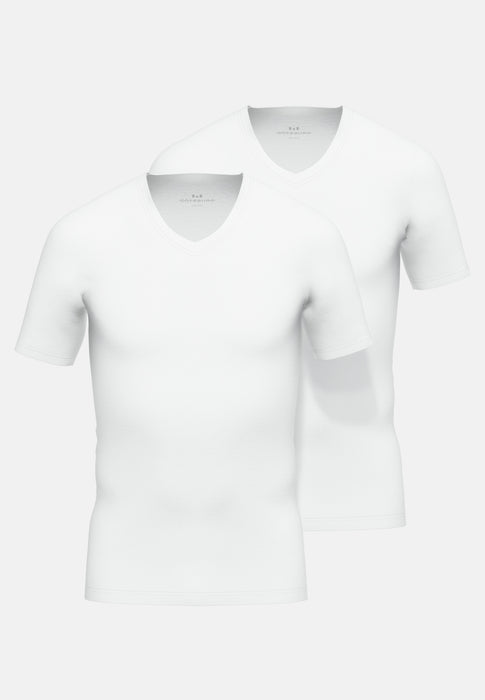 GÖTZBURG Shirt, 1/2, V-Ausschnitt 2er Pack weiss