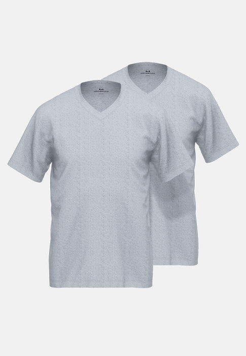 GÖTZBURG Shirt, 1/2, V-Ausschnitt 2er Pack grau-mittel-melange