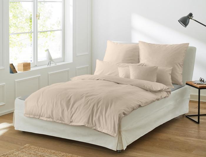 irisette Mako-Satin uni Bettwäsche Set uni Paris 8000 beige