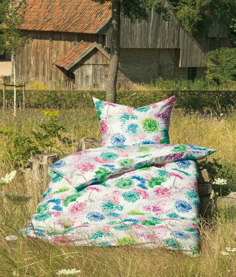 Janine Bettwäsche modern art S Mako-Satin blaugrün fuchsia 42106-02