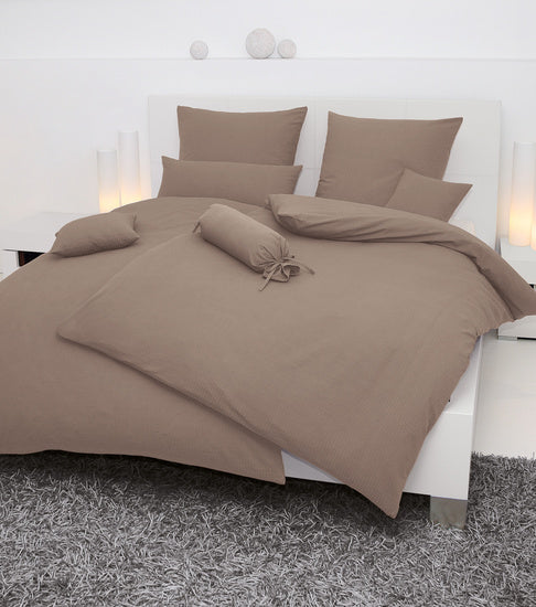 Janine Bettwäsche PIANO Mako-Soft-Seersucker taupe 0125-57