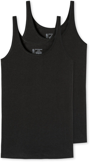 Schiesser Damen 2er Pack Trägertop schwarz 174389-000