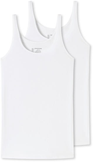 Schiesser Damen 2er Pack Trägertop weiß 174389-100