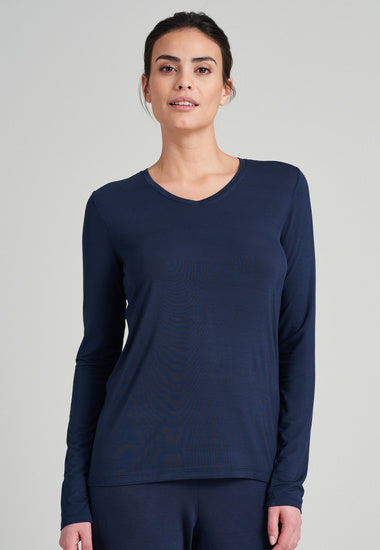 Schiesser Damen Langarmshirt blau 175477-800