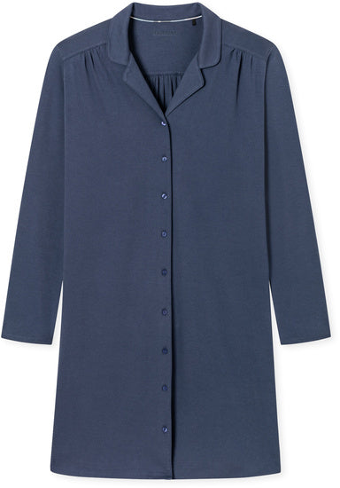 Schiesser Damen Nachthemd langarm, 100cm blau 179249-800