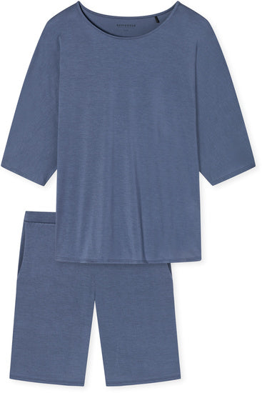 Schiesser Damen Schlafanzug kurz blau 179231-800