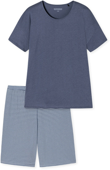 Schiesser Damen Schlafanzug kurz blau 179251-800