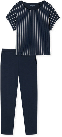Schiesser Damen Schlafanzug lang, 1/2 Arm dunkelblau 179237-803