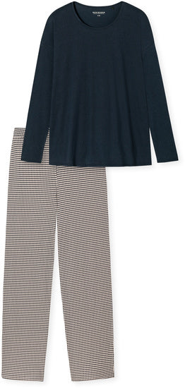 Schiesser Damen Schlafanzug lang dunkelblau 179254-803