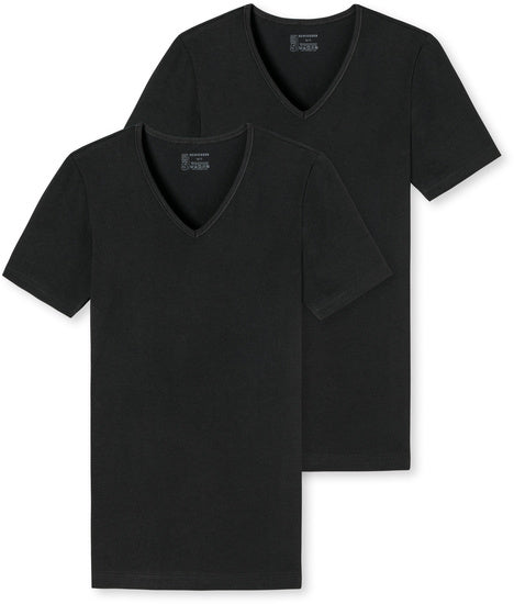 Schiesser Herren 2er Pack T-shirt schwarz 173982-000