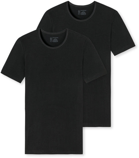 Schiesser Herren 2er Pack T-shirt schwarz 174997-000