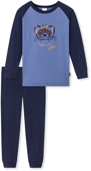 Schiesser Kleinkinder Jungen Schlafanzug lang blau 177828-800