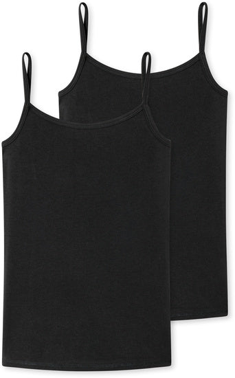 Schiesser Schüler Mädchen 2er Pack Spaghetti-Tops schwarz 173527-000