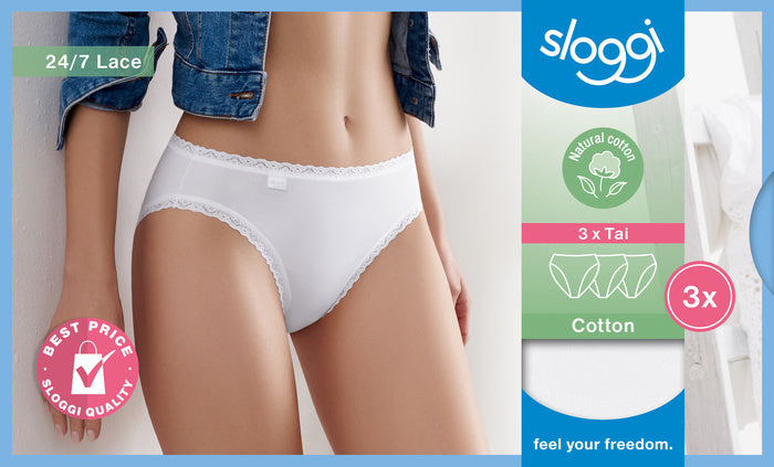 Sloggi 24/7 Cotton Lace Tai 3er Pack white