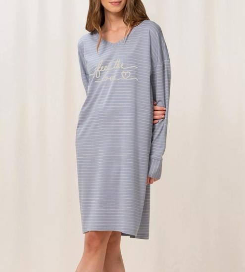 Triumph Nightdresses Nachthemd (Strickware), Langarm 10 CO/MD light grey melange