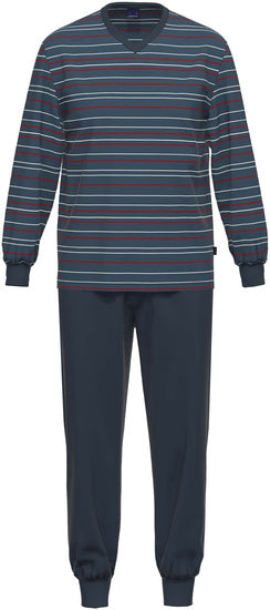 AMMANN Schlafanzug lang, V-Ausschnitt, nightblue