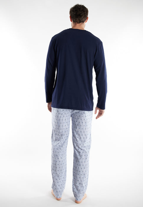 BUGATTI Pyjama, 1-Knopfleiste blau-mittel-multicolor