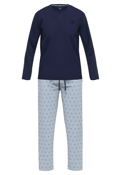 BUGATTI Pyjama, 1-Knopfleiste blau-mittel-multicolor