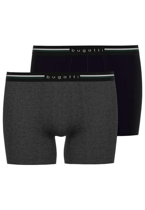 BUGATTI Long Pants 2er Pack schwarz-dunkel-melange