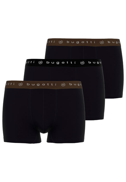 BUGATTI Comfort Pants, 3er Pack schwarz-mittel-uni