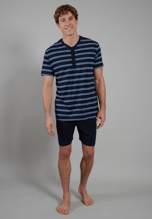 CECEBA Shorty, 3-Knopfleiste blau-dunkel-Ringel