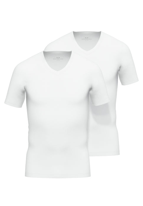 GÖTZBURG Shirt, 1/2, V-Ausschnitt 2er Pack weiss