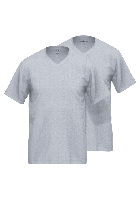 GÖTZBURG Shirt, 1/2, V-Ausschnitt 2er Pack grau-mittel-melange