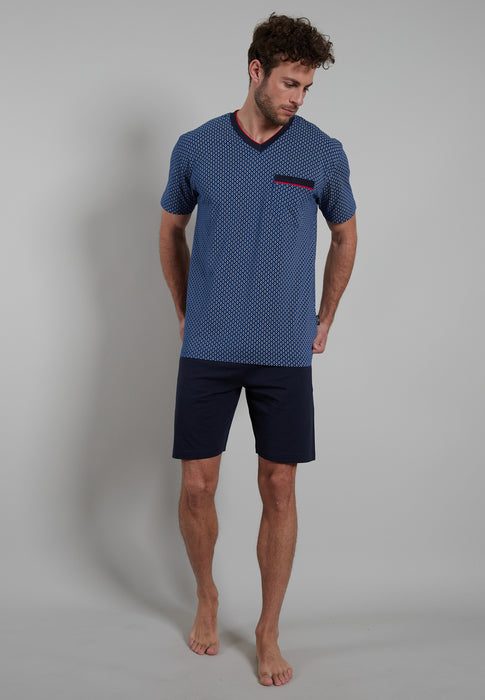 GÖTZBURG Shorty, V-Ausschnitt blau-dunkel-uni