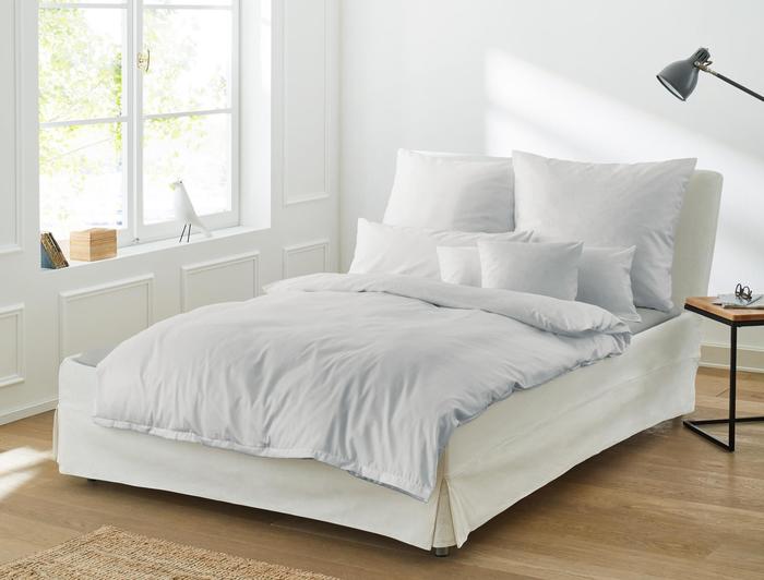 irisette Mako-Satin uni Bettwäsche Set uni Paris 8000 grau