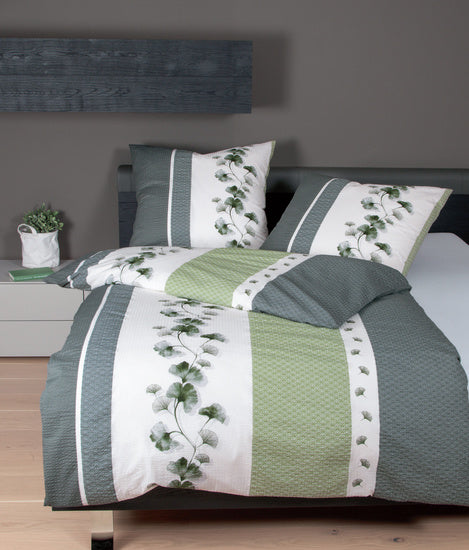 Janine Bettwäsche TANGO Mako-Soft-Seersucker silber grün 20077-08