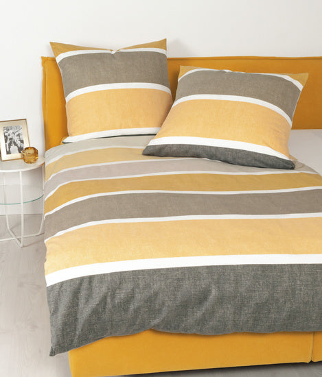 Janine Bettwäsche DAVOS Feinbiber gelbgold walnuss 65138-03