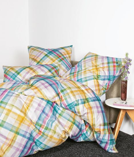 Janine Bettwäsche MILANO Mako-Satin gelbgold lavendel türkisstaub oliv 45084-03