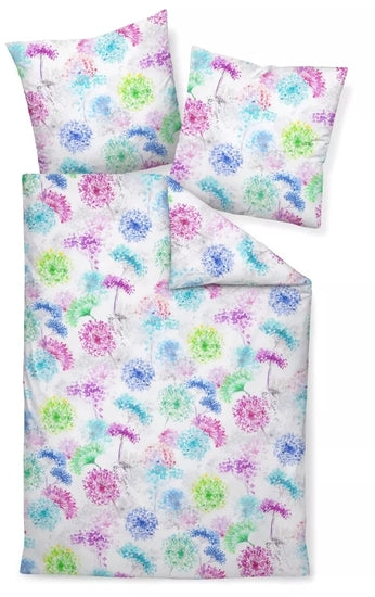 Janine Bettwäsche modern art S Mako-Satin blaugrün fuchsia 42106-02