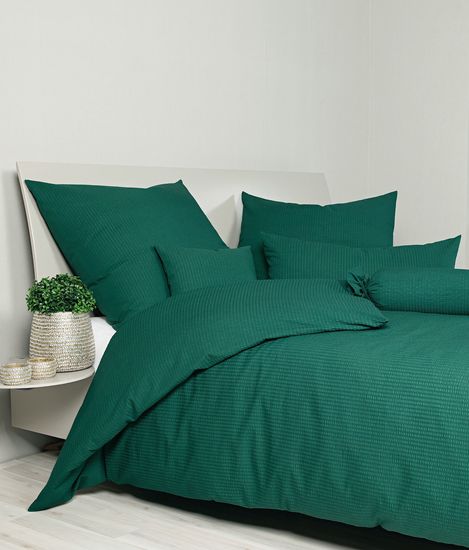 Janine Bettwäsche PIANO Mako-Soft-Seersucker waldgrün 0125-86