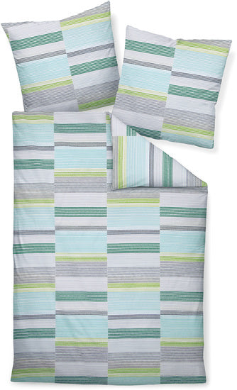 Janine Bettwäsche TANGO Mako-Soft-Seersucker achatgrün aqua opalgrau 20132-06