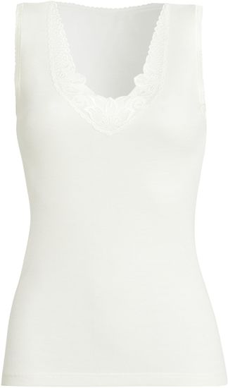 Sangora Spenzer ohne Arm weiß mit Spitze