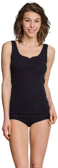 Schiesser Damen 2er Pack Trägertop schwarz 144359-000