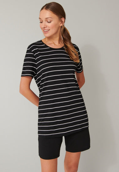 Schiesser Damen Anzug kurz, Bermuda schwarz 173625-000