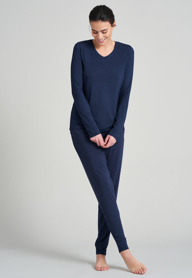 Schiesser Damen Langarmshirt blau 175477-800
