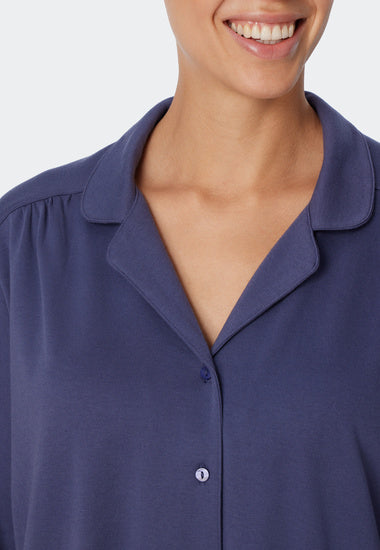Schiesser Damen Nachthemd langarm, 100cm blau 179249-800