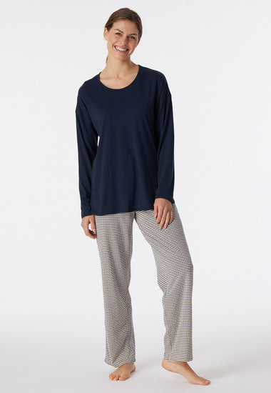 Schiesser Damen Schlafanzug lang dunkelblau 179254-803