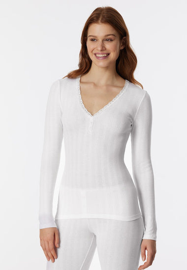 Schiesser Damen Shirt langarm - Agathe weiß 177656-100