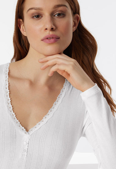 Schiesser Damen Shirt langarm - Agathe weiß 177656-100