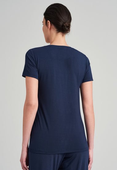 Schiesser Damen T-Shirt Knopfleiste blau 175476-800