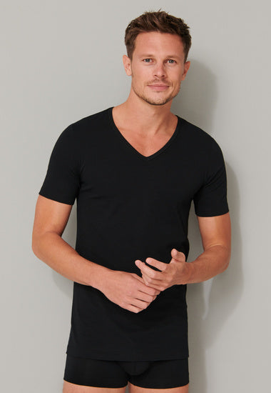 Schiesser Herren 2er Pack T-shirt schwarz 173982-000